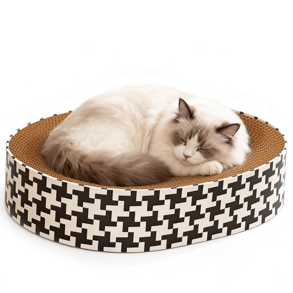 Markarbarka eco-friendly cardboard cat scratcher emphasizes recyclable materials.