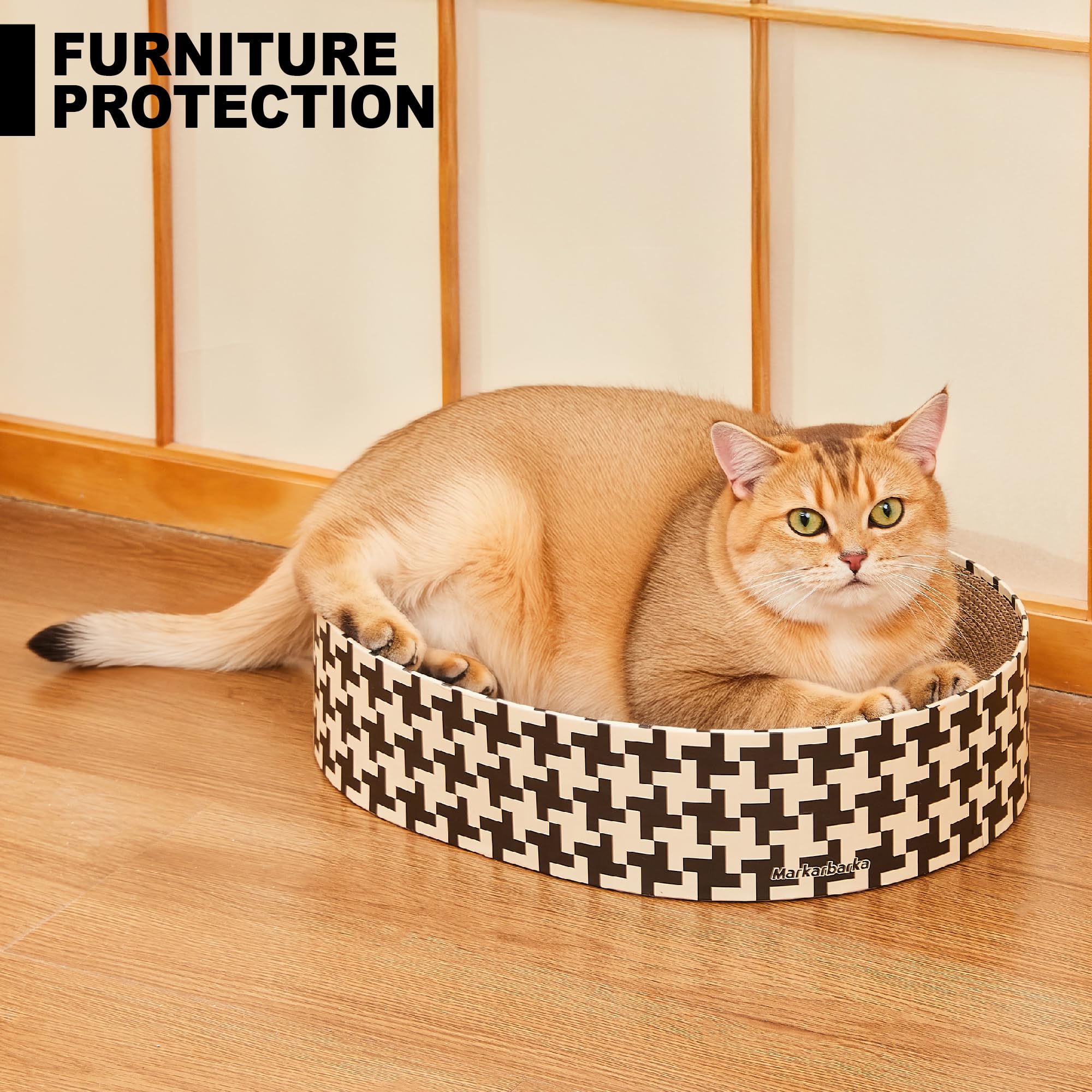 Markarbarka furniture protector keeps sofas scratch-free with engaging cat scratcher.