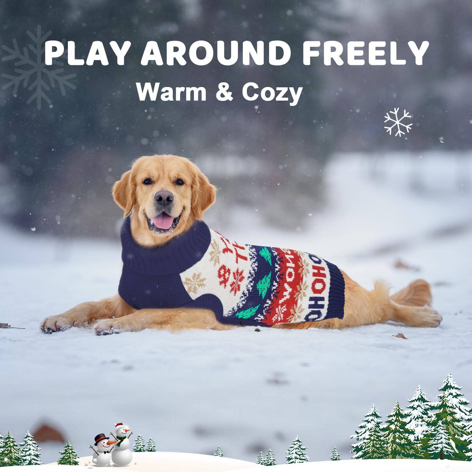 Marnonsis Christmas Dog Sweater cozy indoor-scene showcases festive holiday look