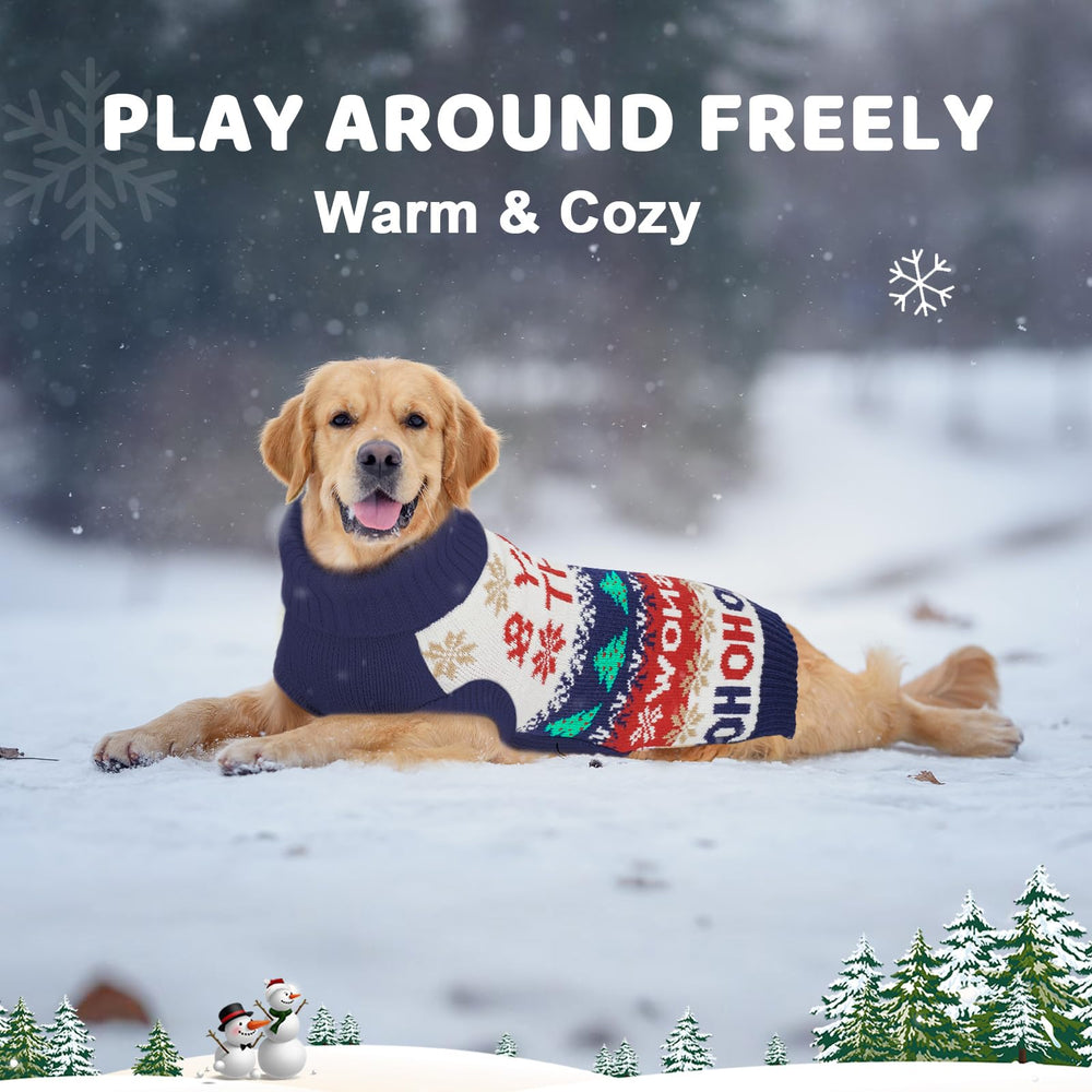 Marnonsis Christmas Dog Sweater cozy indoor-scene showcases festive holiday look