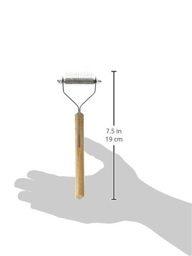 Mars Coat King blunt dematting rake in use on a dog or cat for undercoat care