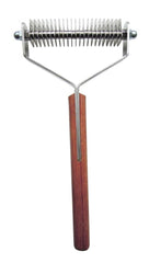 Mars Coat King double-wide dematting tool with wooden handle detangles thick coats