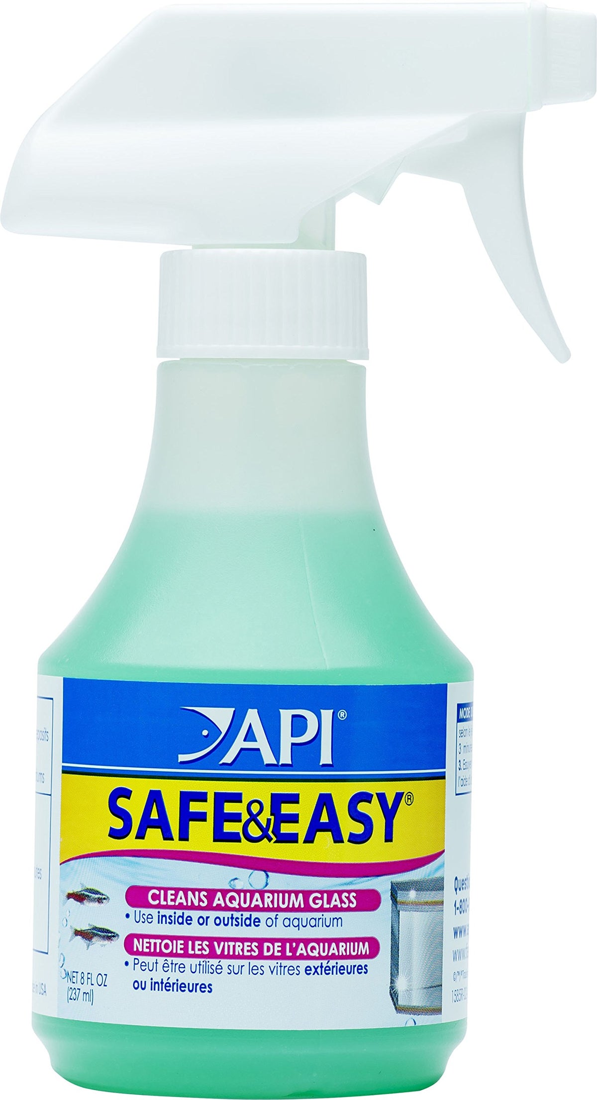 Mars Fishcare Safe/Easy Aquarium Cleaner bottle removes mineral deposits from glass aquariums.