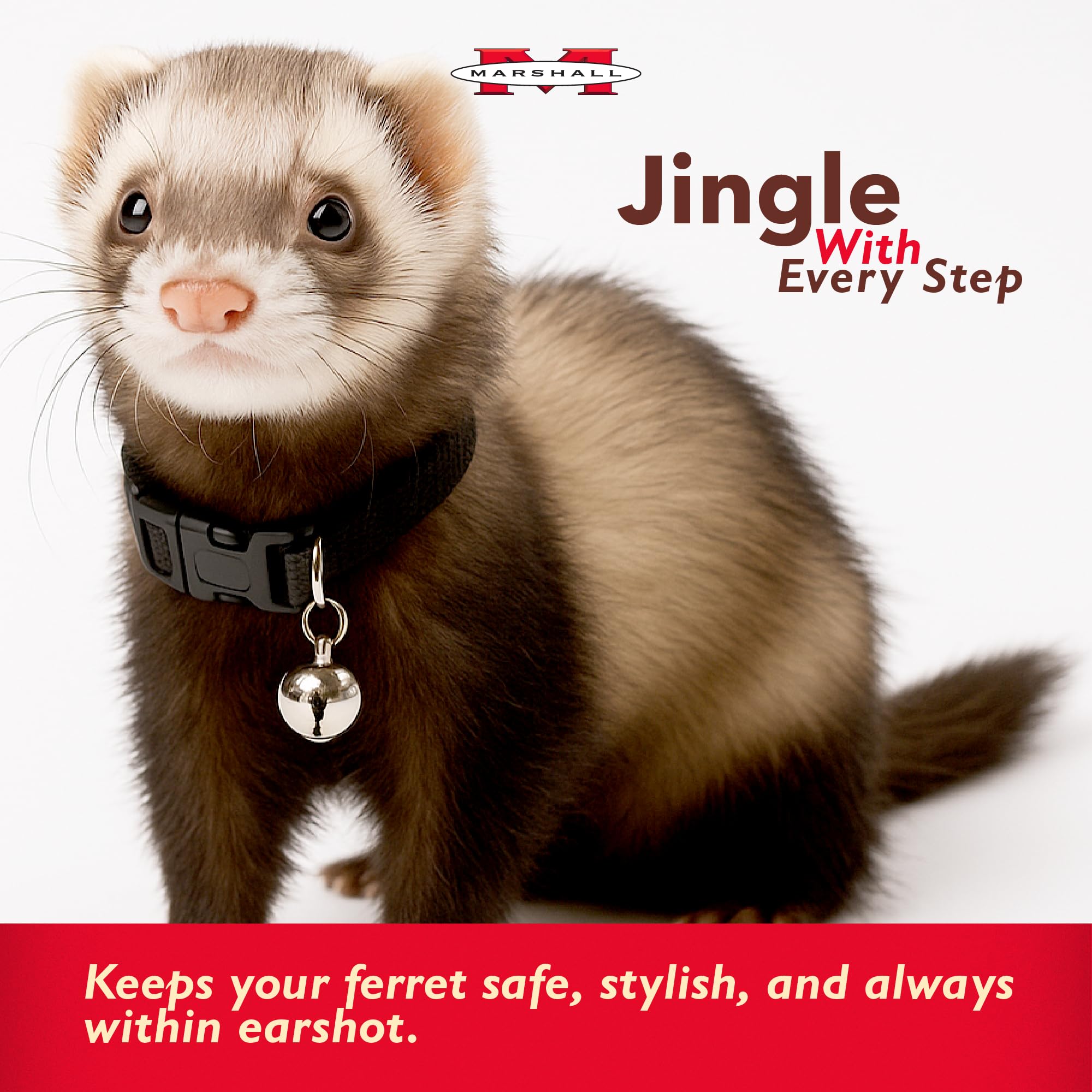 Marshall Bell Collar ferret red size guide illustrates proper fit.