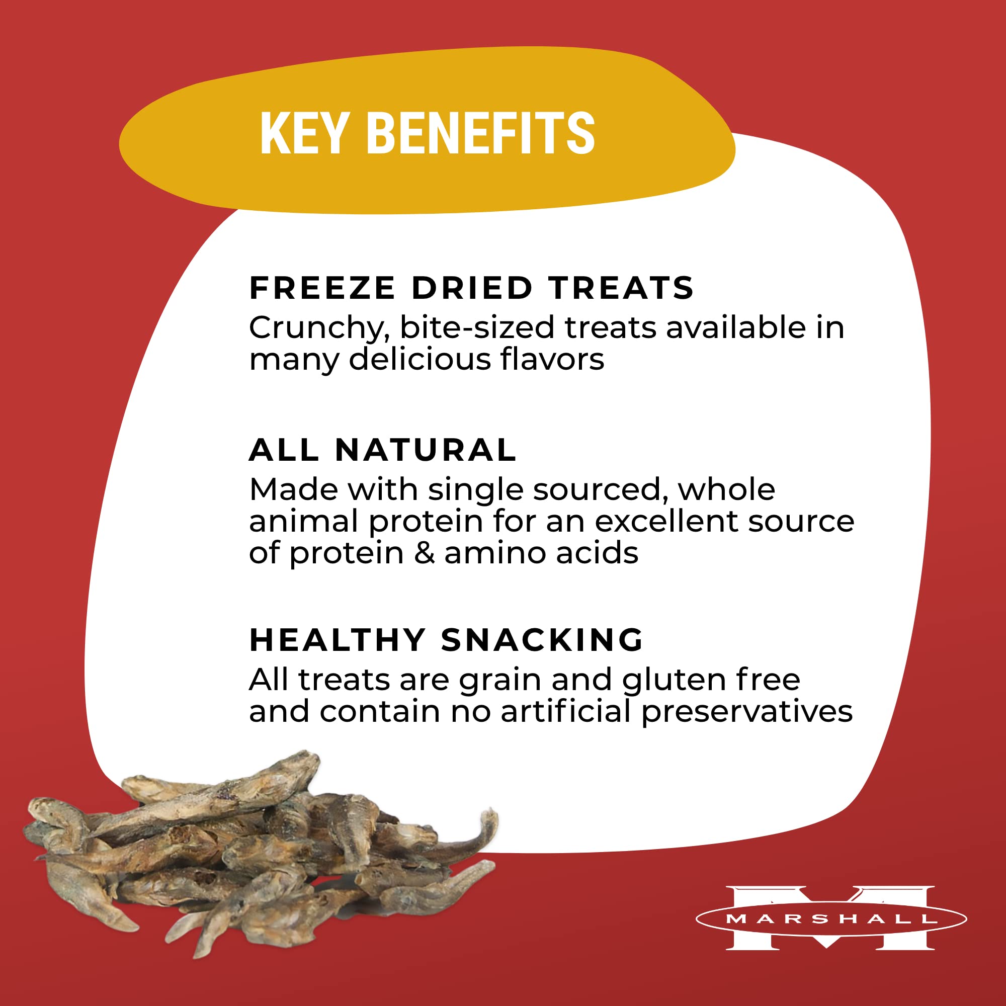Marshall Pet Products Ferret Extreme Munchy Minnows close-up of a minnow piece showing natural protein
