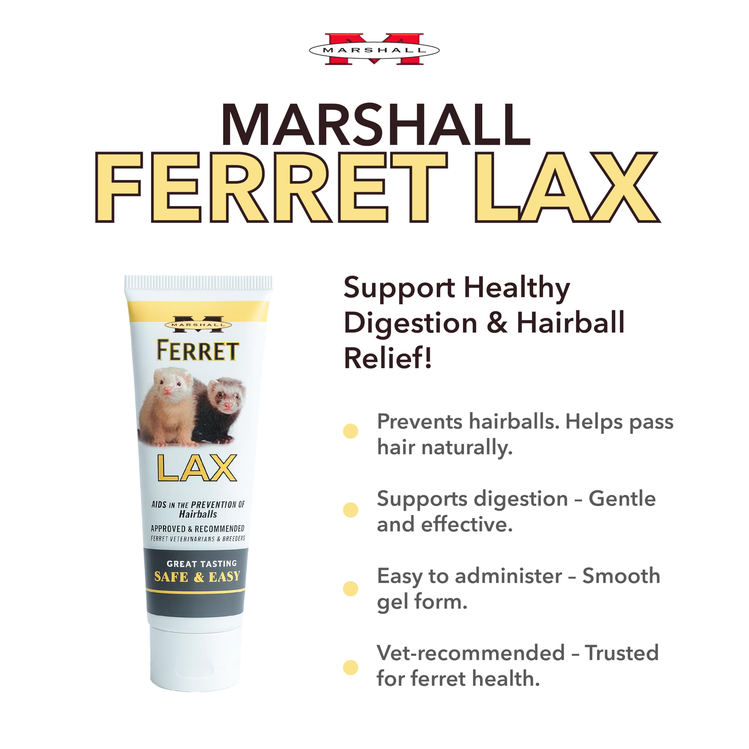 Marshall Ferret Lax paste application to food shows easy administration for daily use.