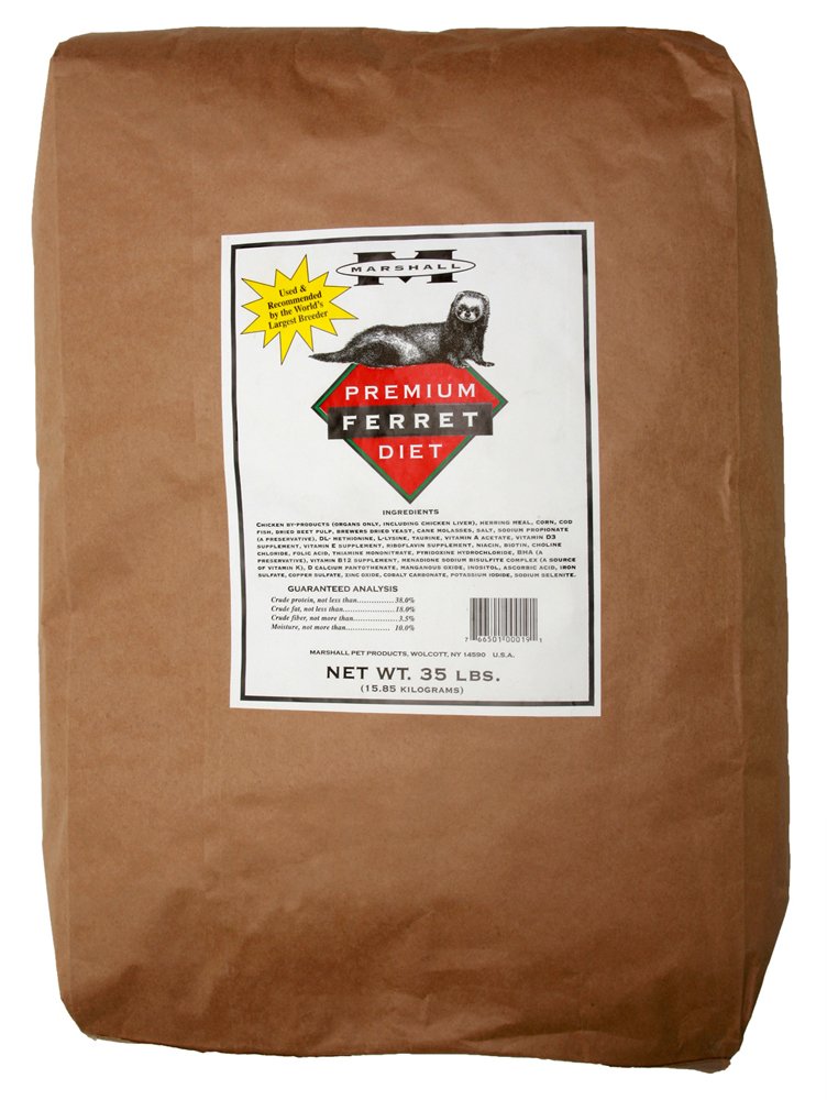 Marshall Premium Ferret Diet bag—premium nutrition for all life stages.