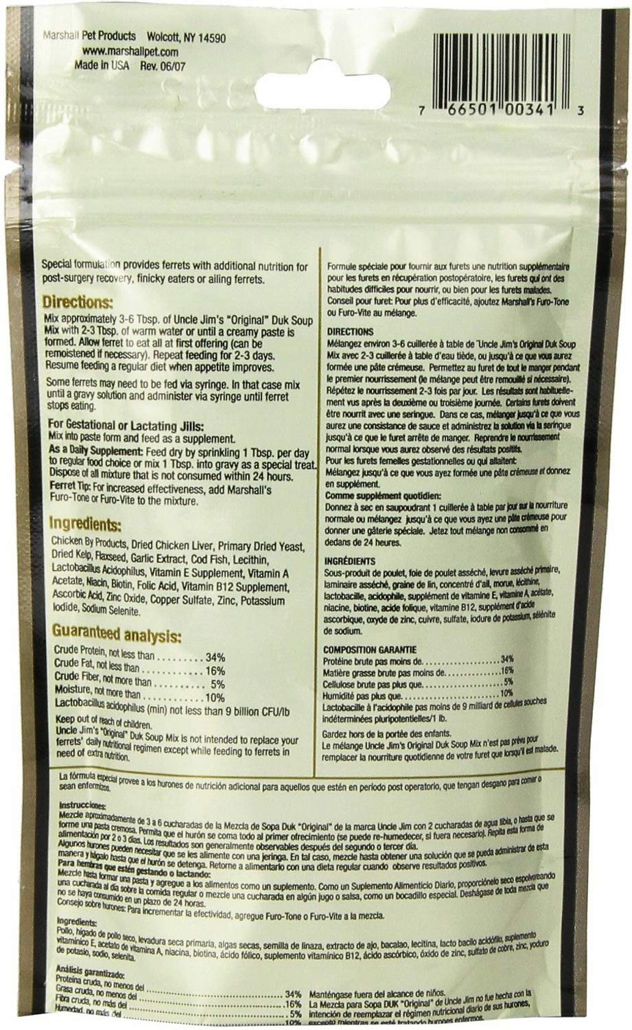 Marshall Uncle Jim's Duk Soup Mix ferret-eating scene showcases aroma appeal and mealtime engagement.
