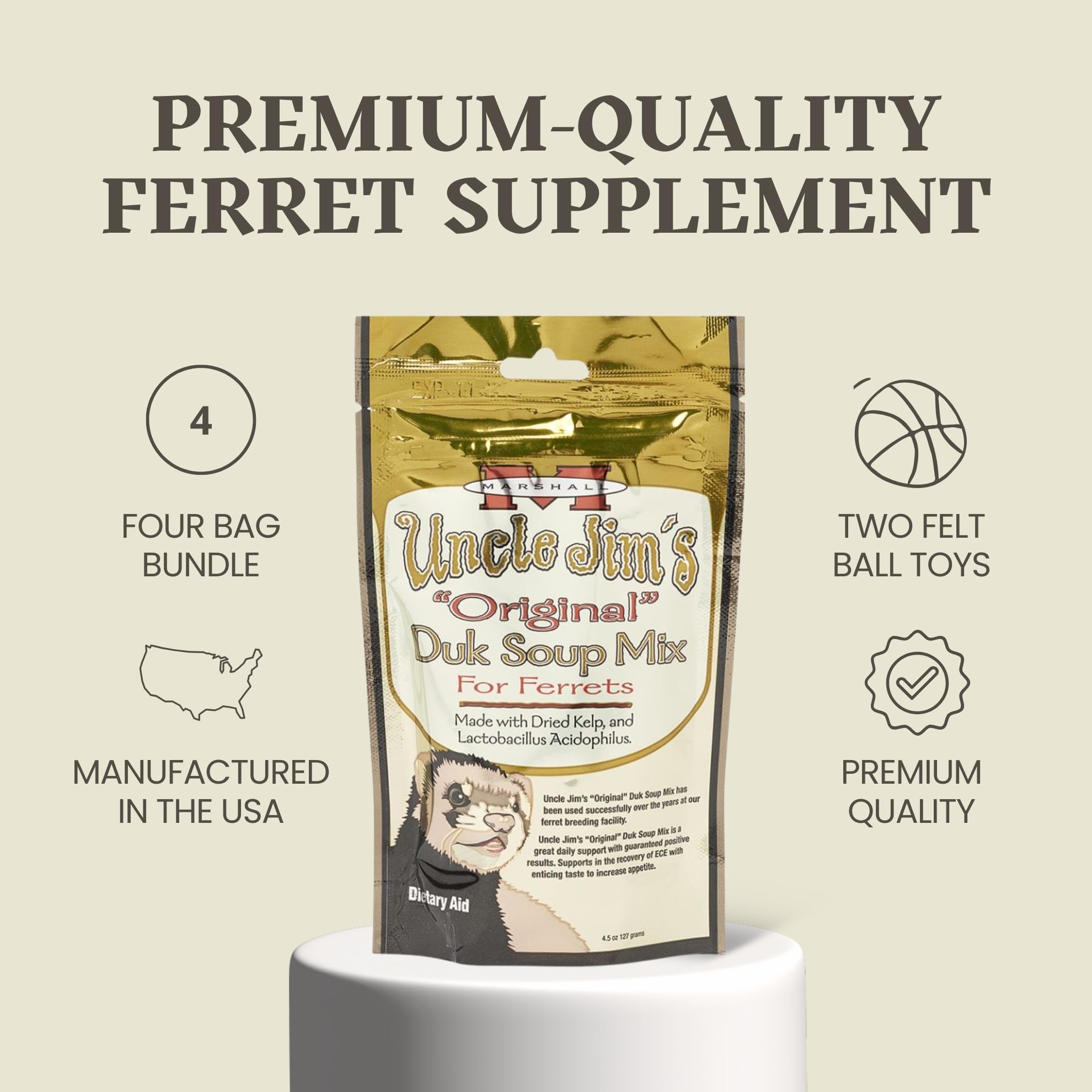 Marshall Uncle Jim’s DUK soup mix-digestive ingredients highlight gentle digestion support.