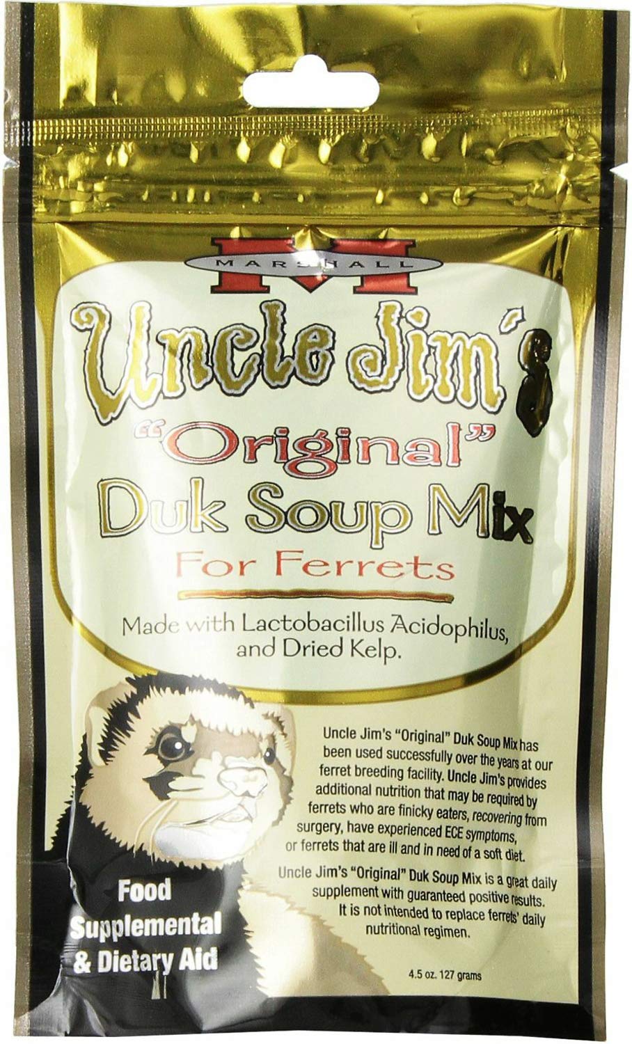 Marshall Uncle Jim's Duk Soup Mix packaging highlights six-pack format for easy stocking and portion control.