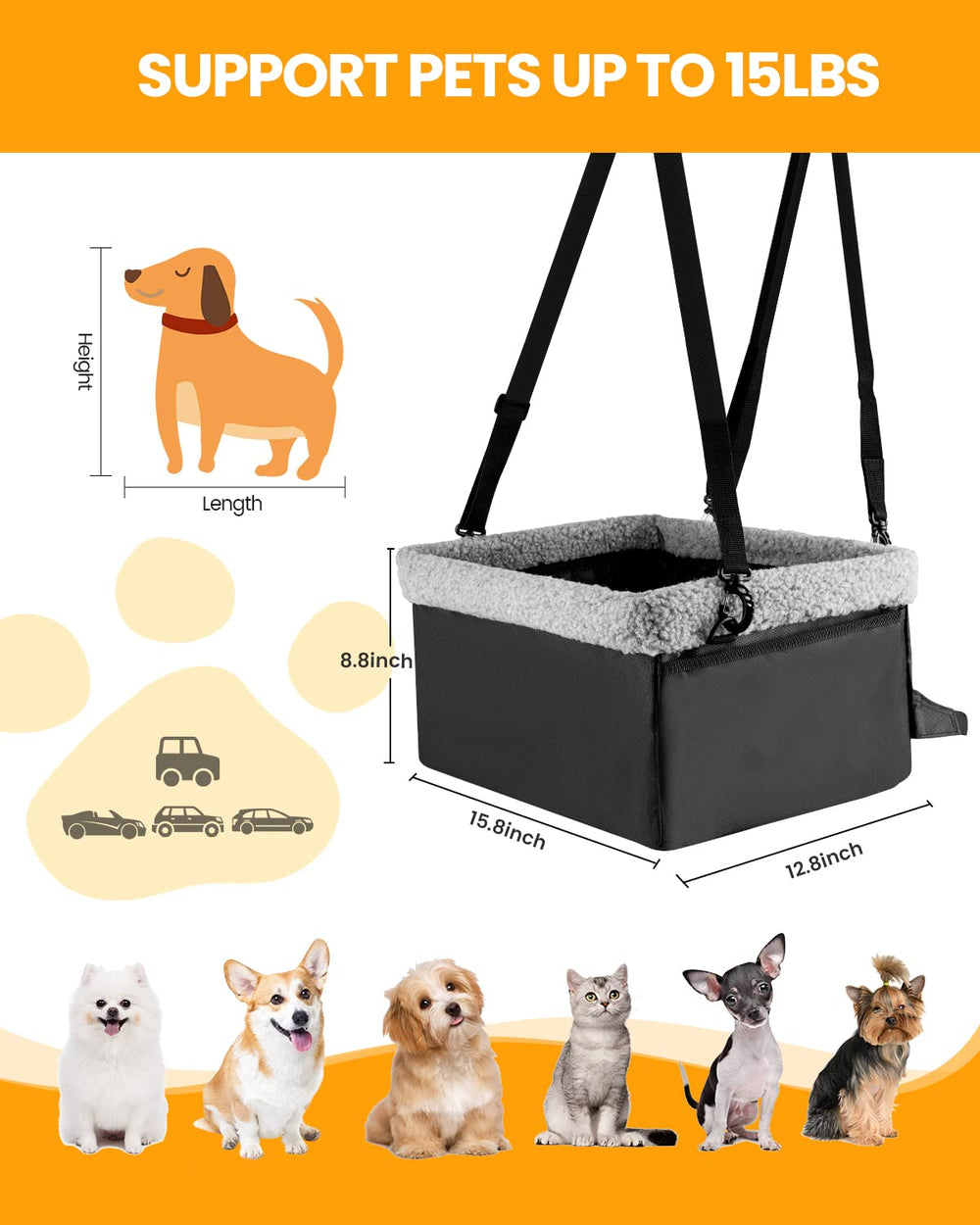 MARSLABO dog car seat folds flat for compact storage