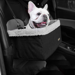 Marslabo dog car seat with metal frame offers elevated view during rides.