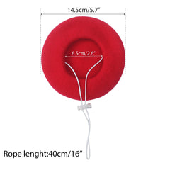 Marsrut dog beret red on small dog highlights adjustable chin strap.