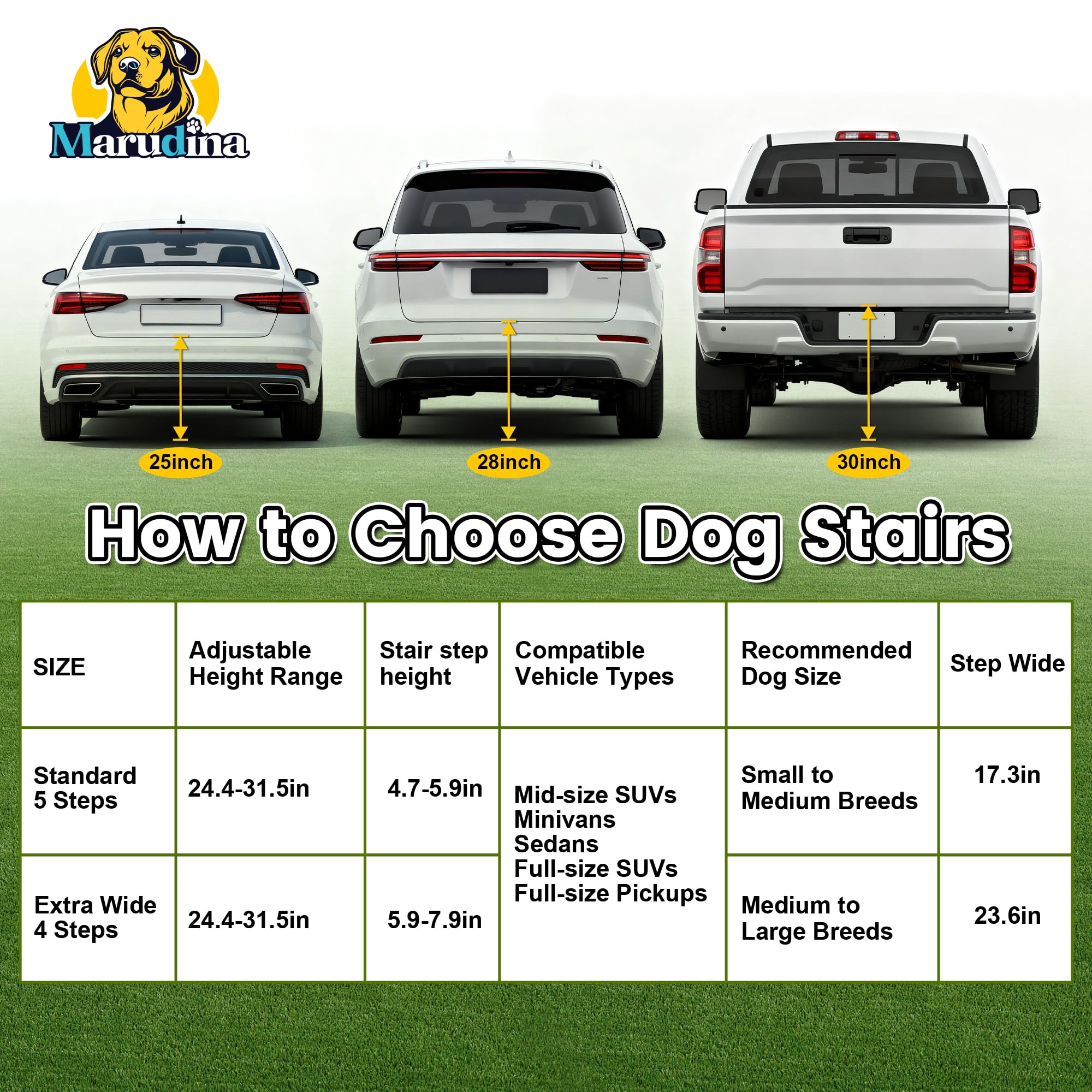Marudina dog car ramp anti-scratch handle protects vehicle interior.