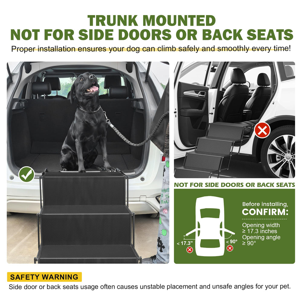 Marudina dog car ramp anti-slip tape guards against shifting.