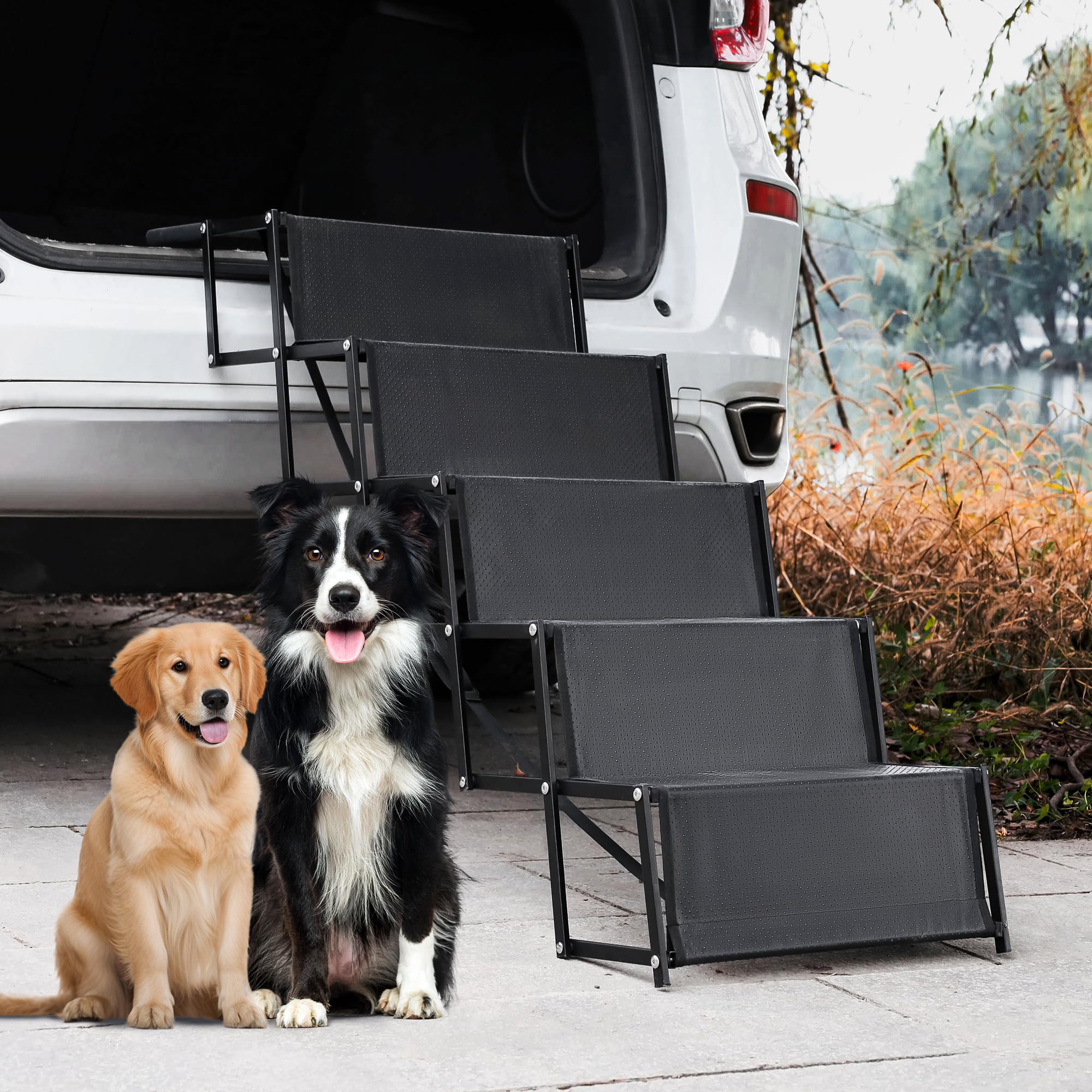 Marudina dog car ramp folded-compact: easy travel storage and quick setup.