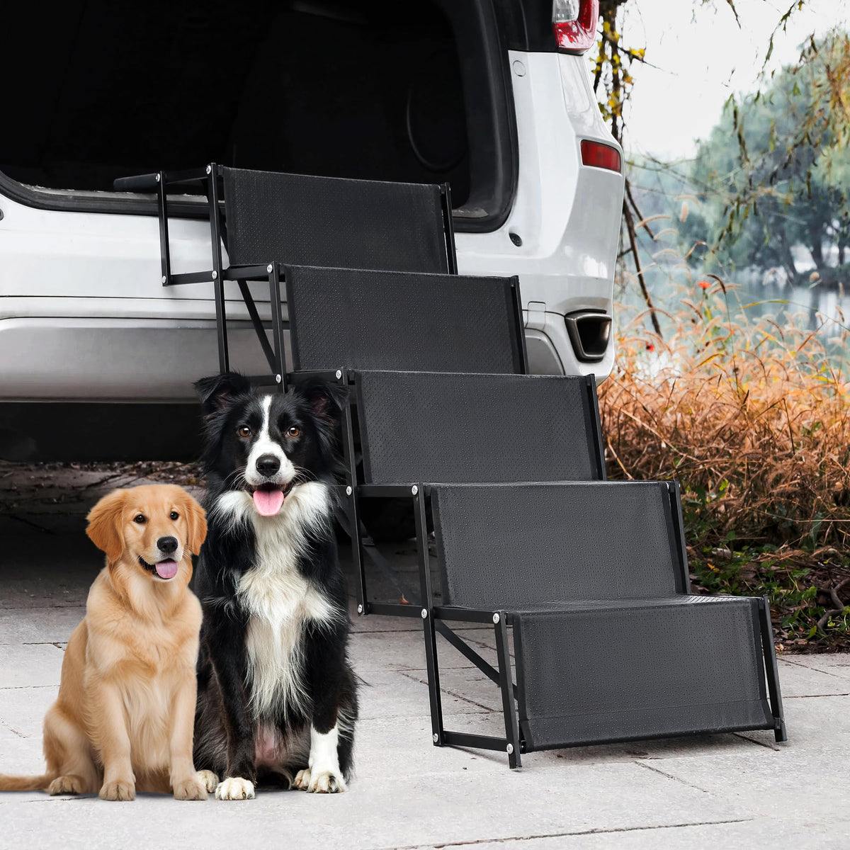 Marudina dog car ramp folded-compact: easy travel storage and quick setup.