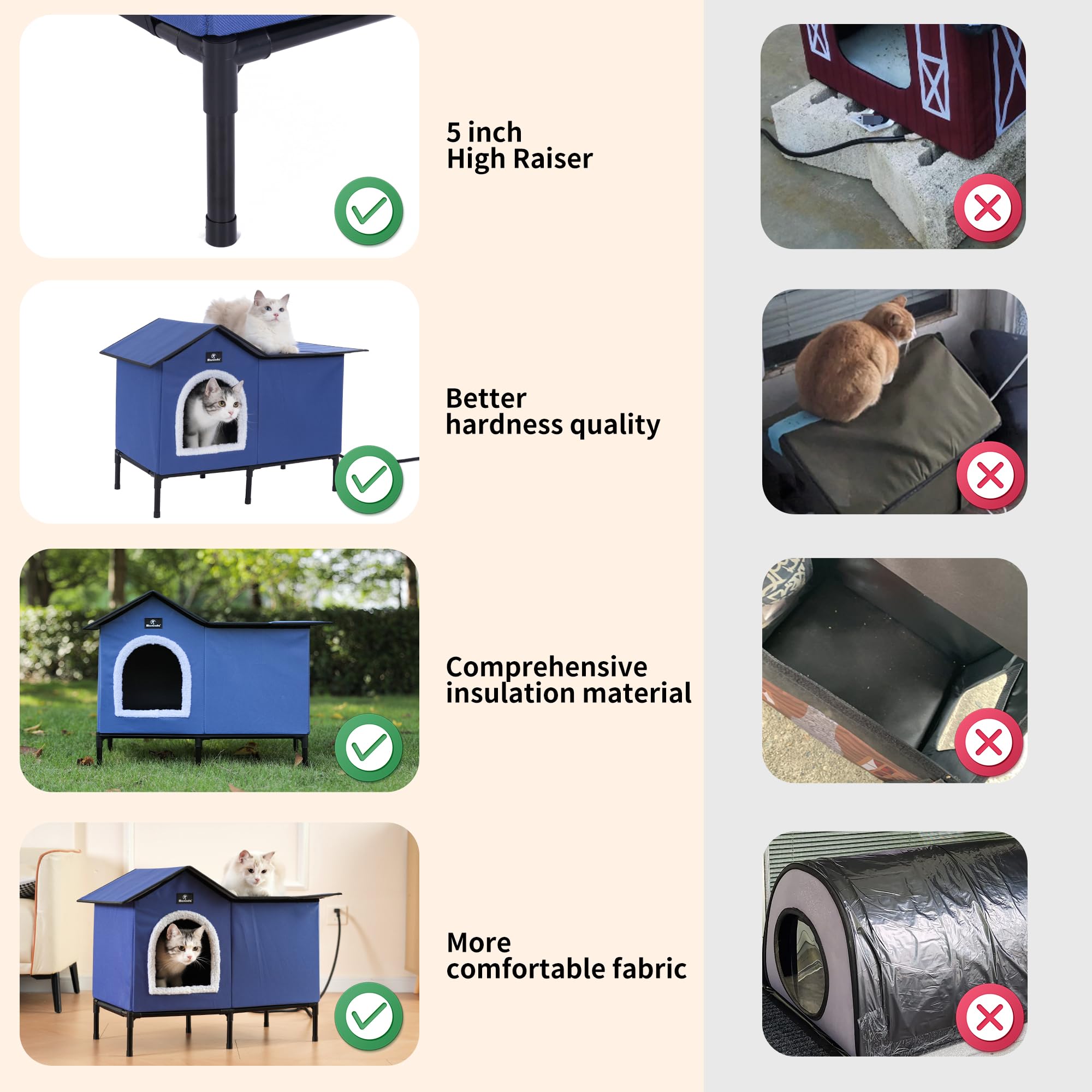 MARUNDA heated cat house cozy entryway invites cats to curl up after outdoor adventures