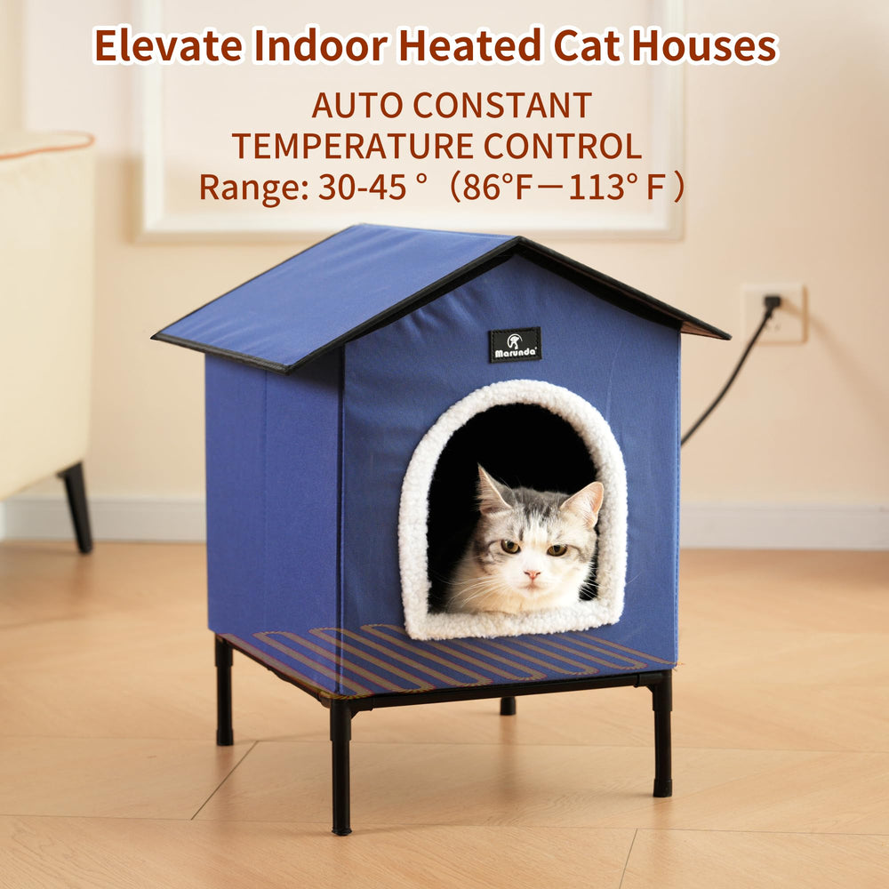 MARUNDA heated cat house features durable construction for seasonal protection against elements