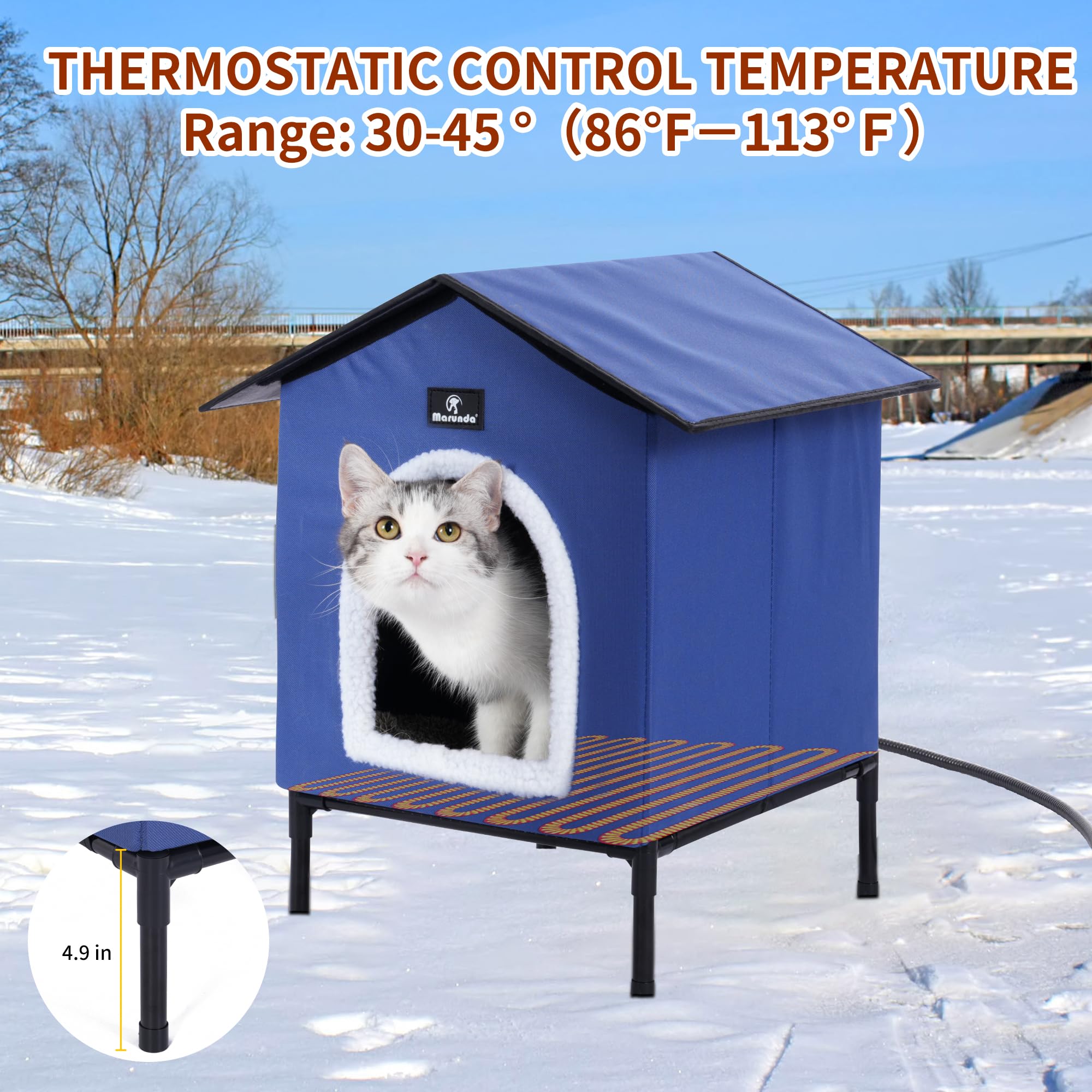 MARUNDA heated cat house thermostat control helps keep a steady cozy temperature