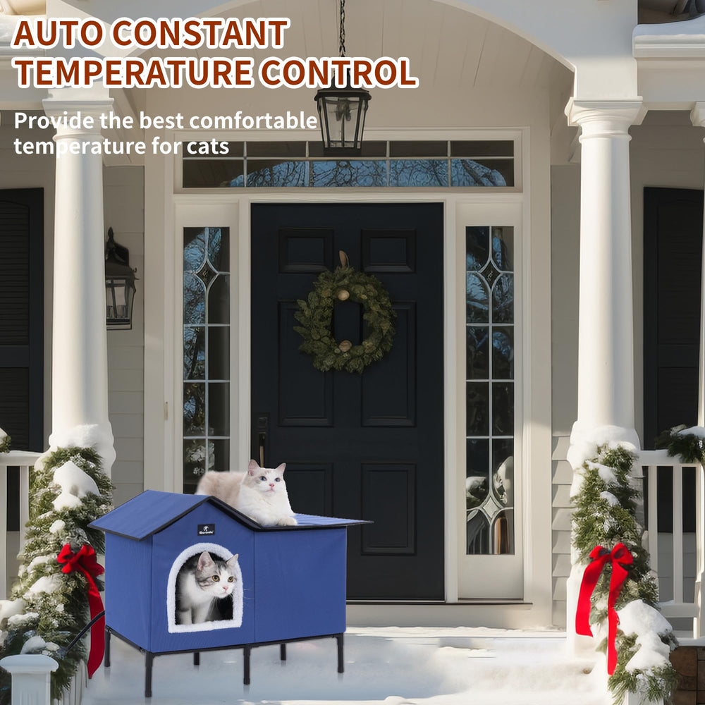 MARUNDA large heated cat house offers versatile indoor/outdoor shelter for year-round feline comfort.