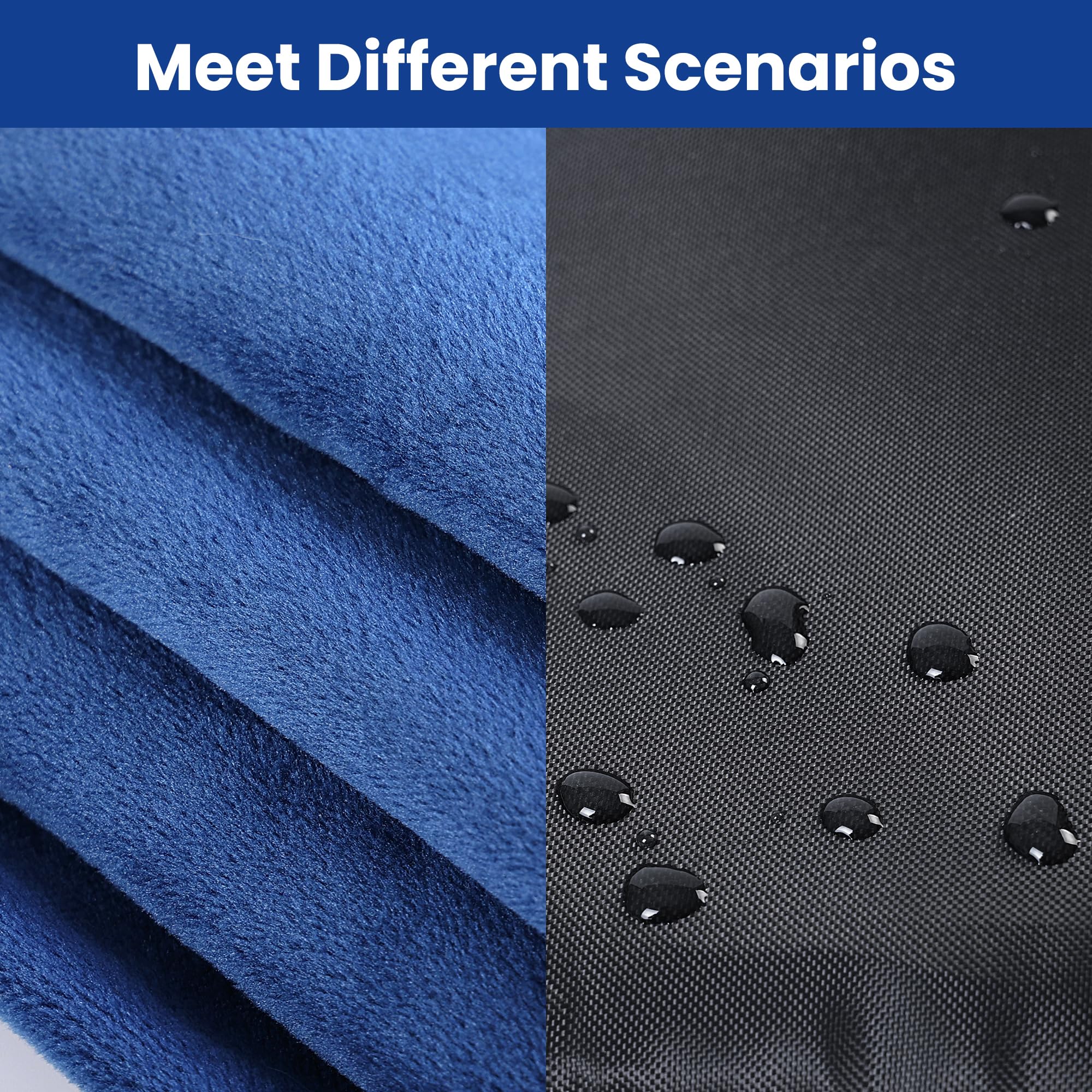 MARUNDA outdoor heated cat bed blue AC adapter shows dual power flexibility