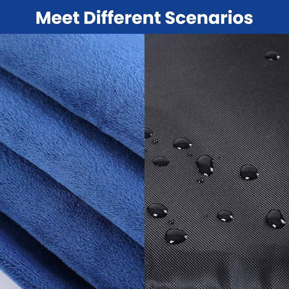 MARUNDA outdoor heated cat bed blue AC adapter shows dual power flexibility