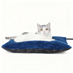 MARUNDA outdoor heated cat bed blue top view demonstrates cozy warmth for outdoor cats
