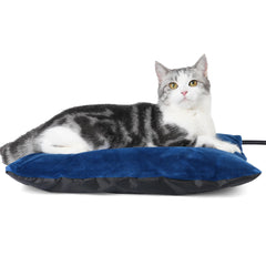 MARUNDA outdoor heated cats bed blue, cozy warmth for pets outdoors.
