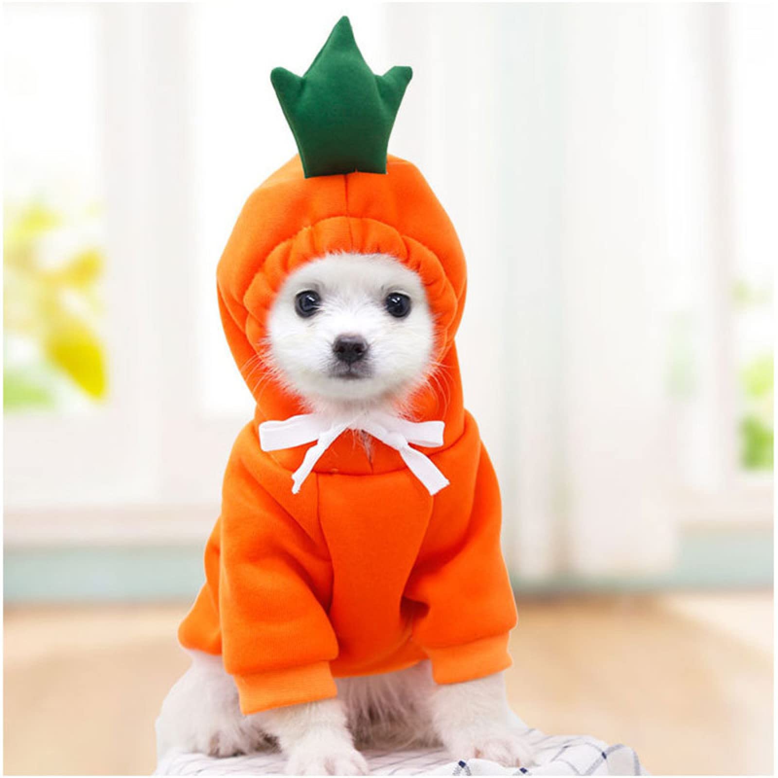 Maruomiki fruit dog coat orange hood up highlights cozy fleece warmth.