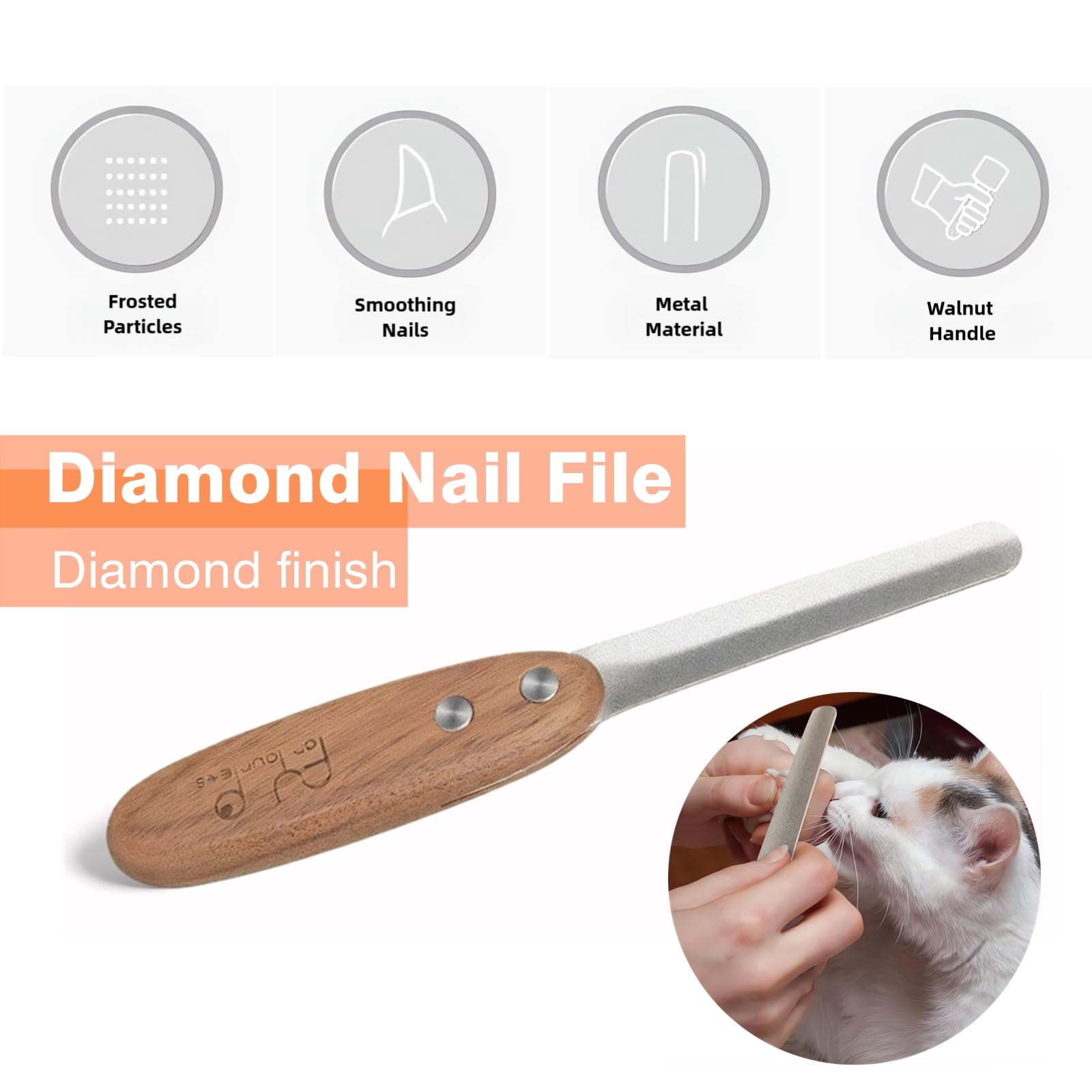 MaryCarrie nail file handle walnut provides comfortable grip during home nail care.