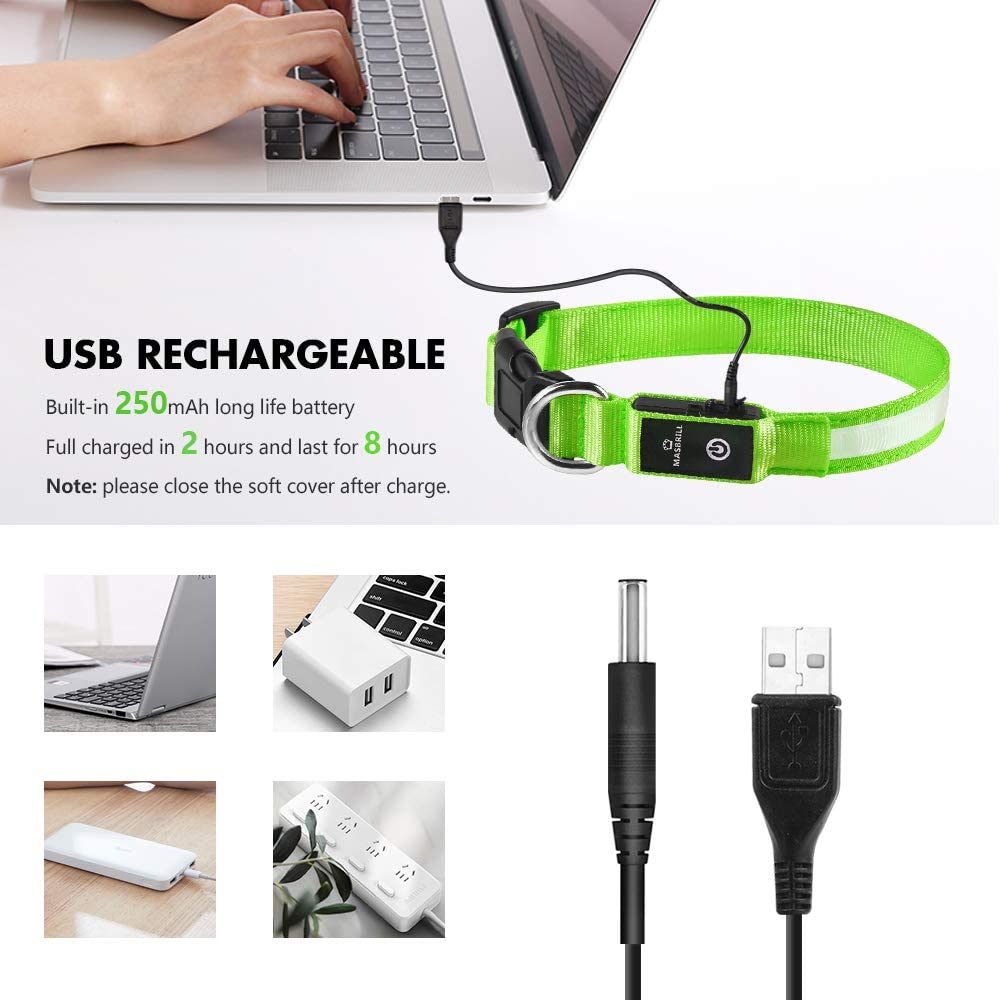 MASBRILL collar LED con tres modos de iluminación para diferentes ocasiones.
