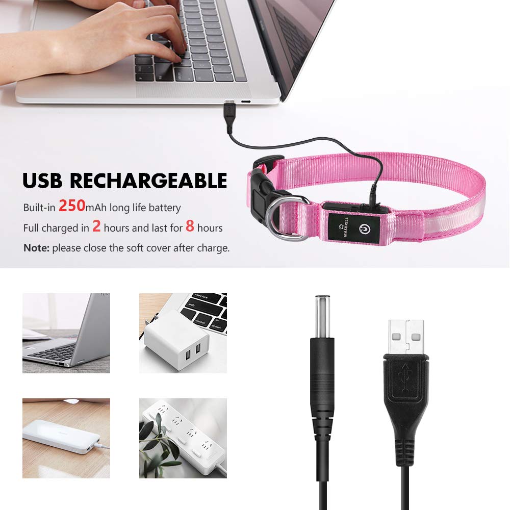 MASBRILL Light Up Collar three-modes option enables fast, steady, or constant light