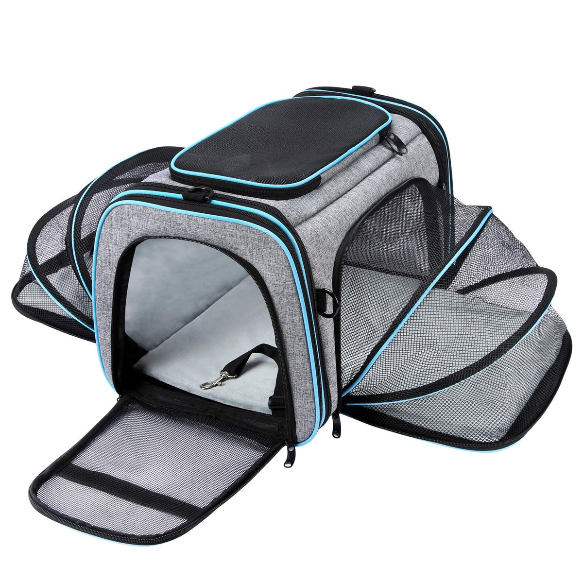 MASKEYON airline-approved pet carrier top ventilation keeps pets cool during travel.