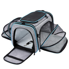 MASKEYON airline-approved pet carrier top ventilation keeps pets cool during travel.