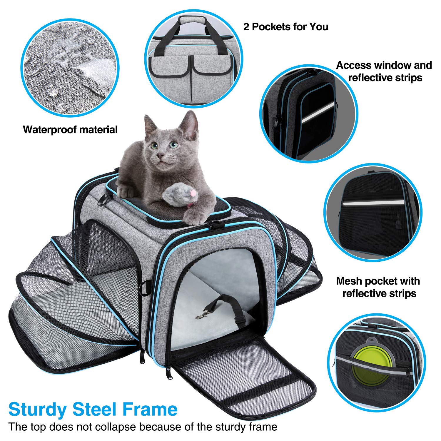 MASKEYON anti-escape zippers prevent pets from escaping during flights.