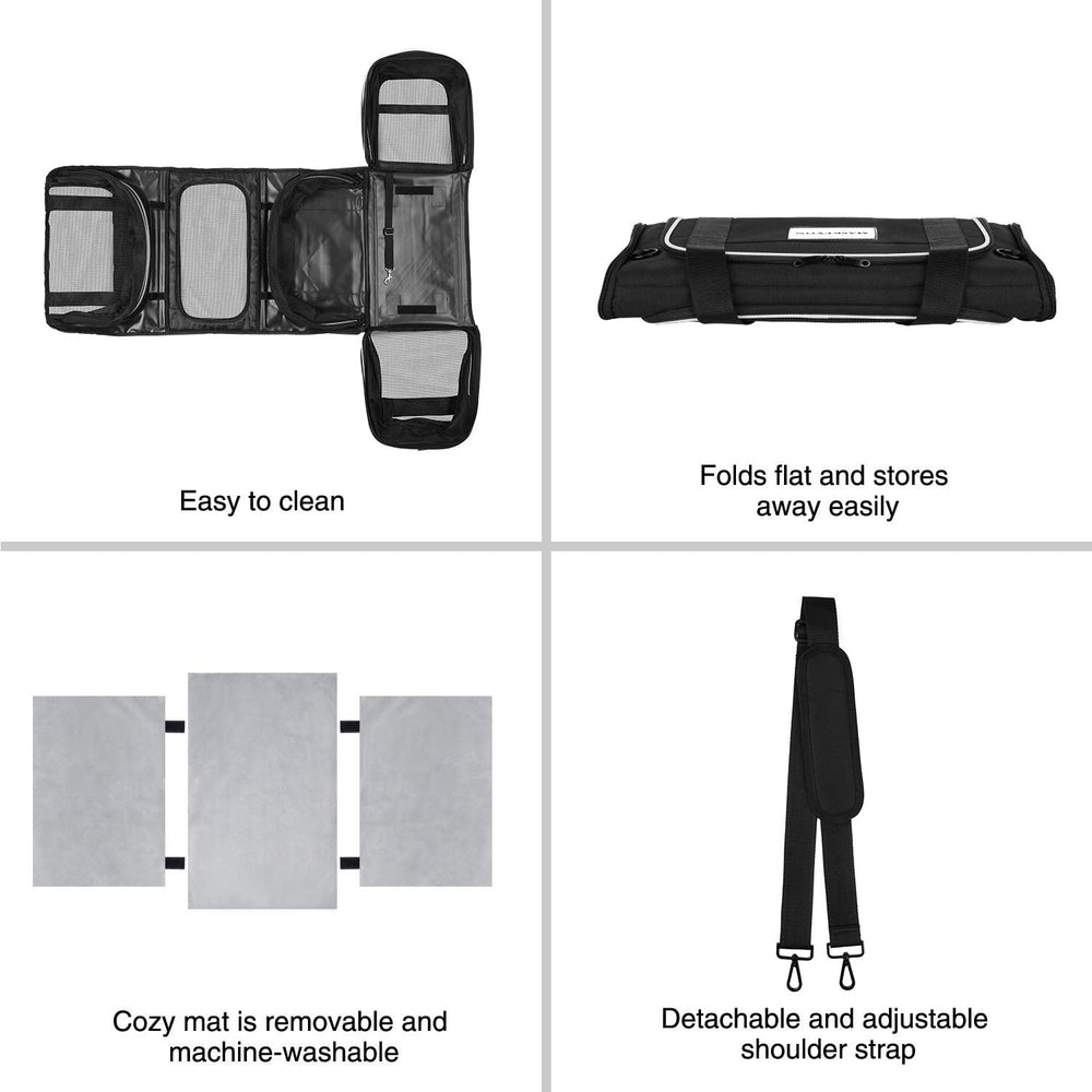 MASKEYON padded shoulder strap provides secure car and plane transport