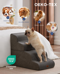 MASSFU Beige Curved Dog Stairs close-up foam texture enhances stability