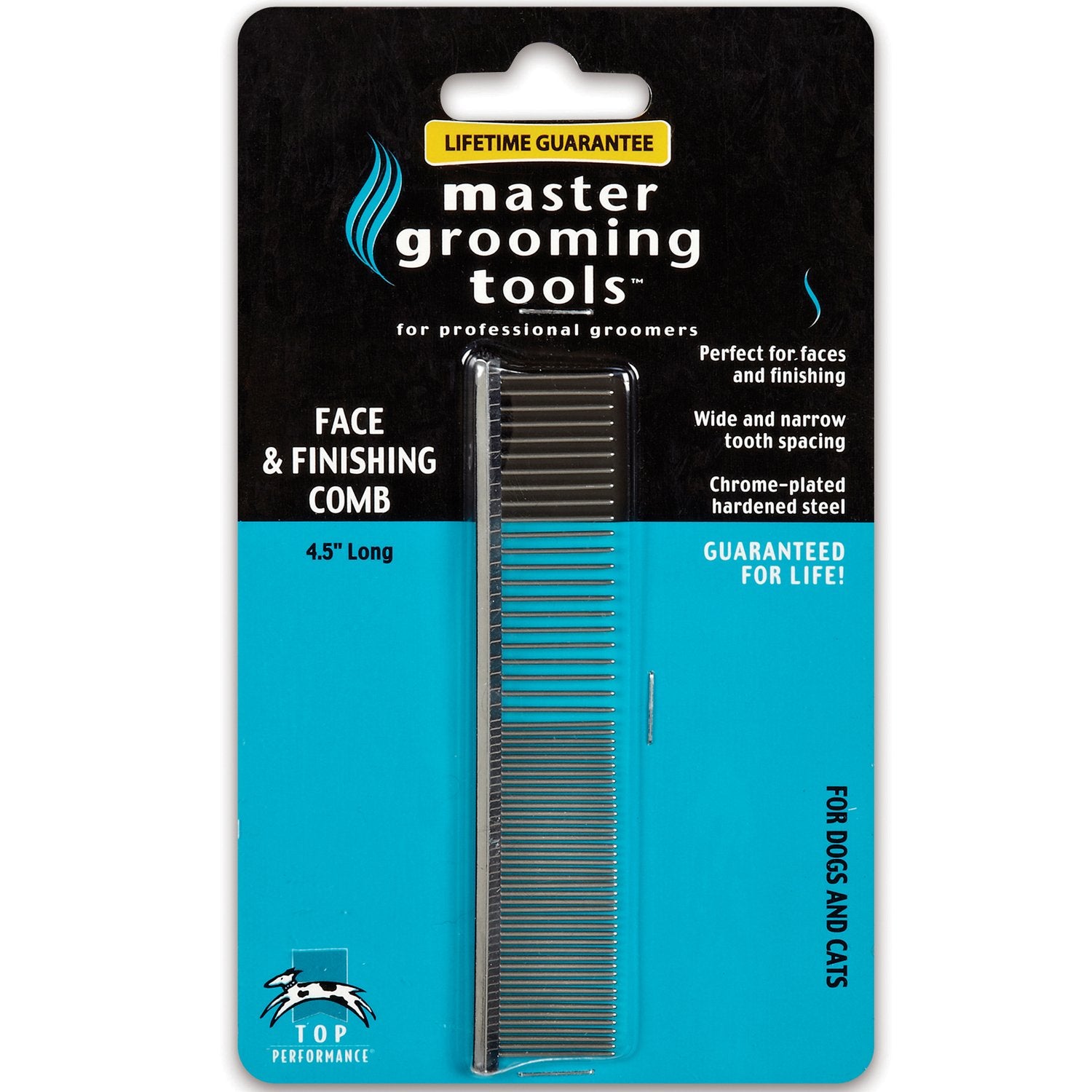 Master Grooming Tools Greyhound comb front view for gentle detangling sessions