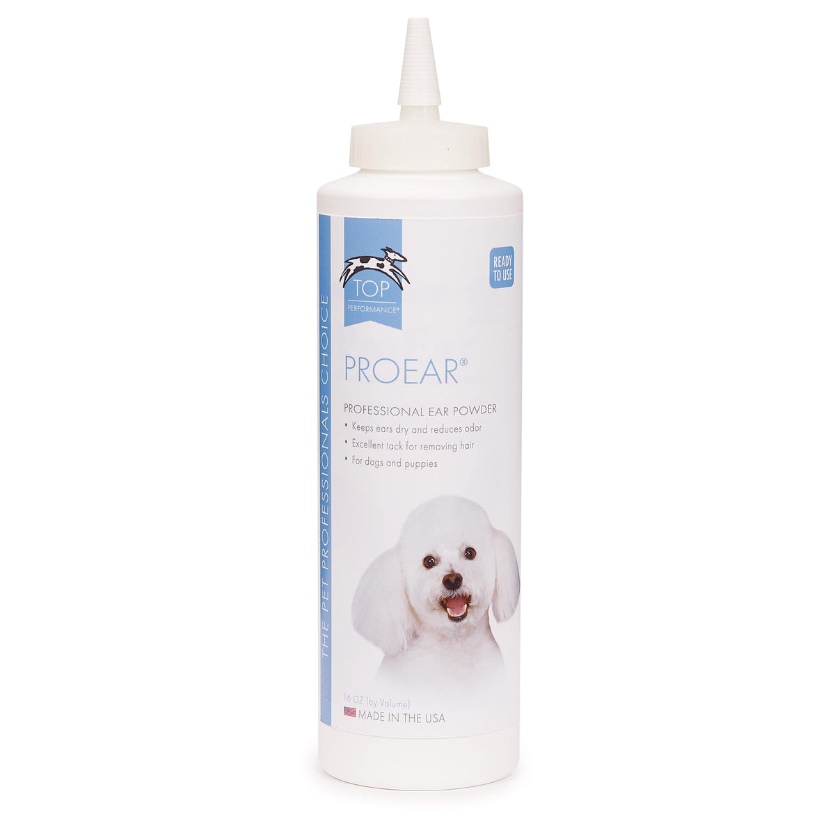 Master Grooming Tools ProEar powder bottle keeps ears dry and smelling fresh.
