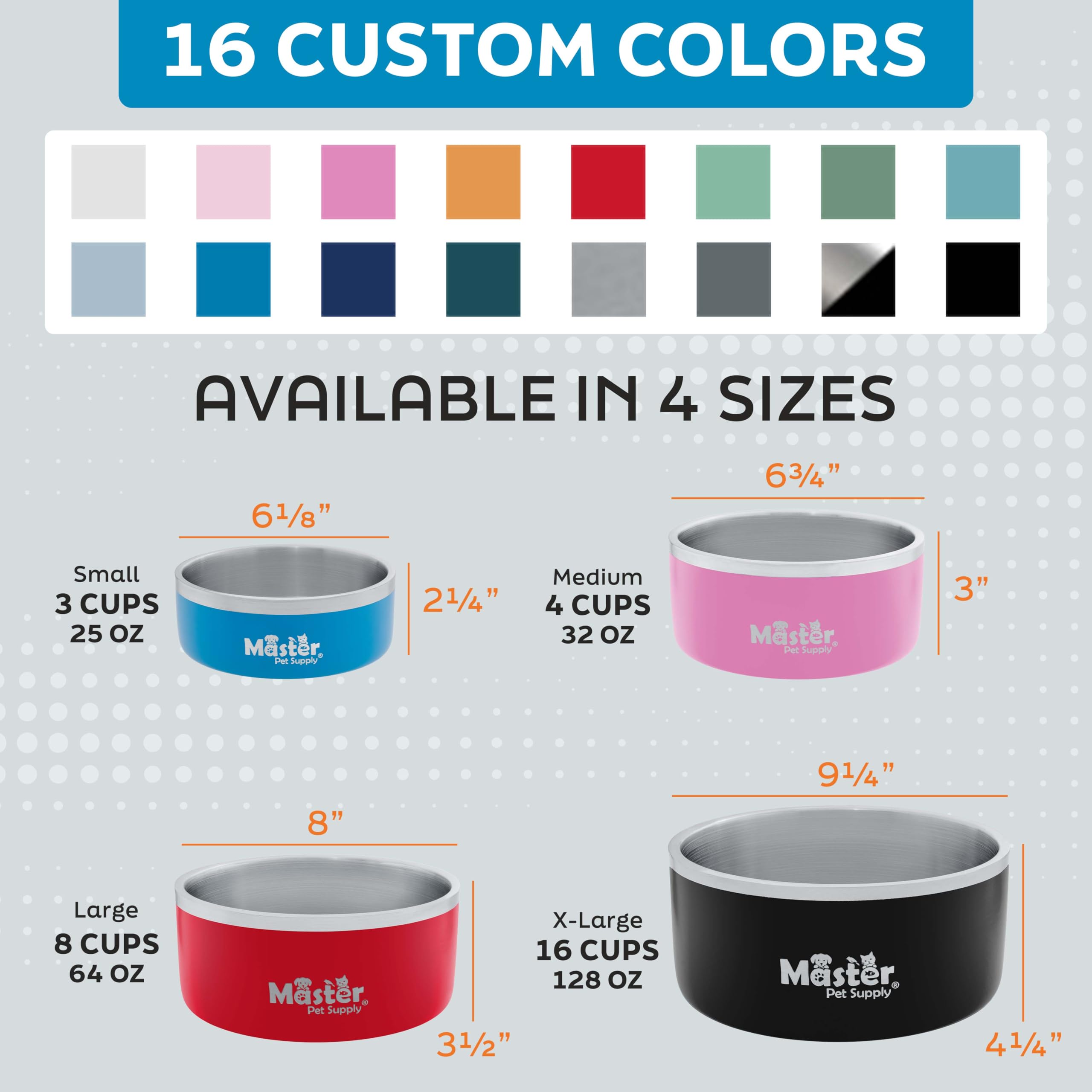 Master Pet Supply dishwasher-safe dog bowl for easy cleanup.