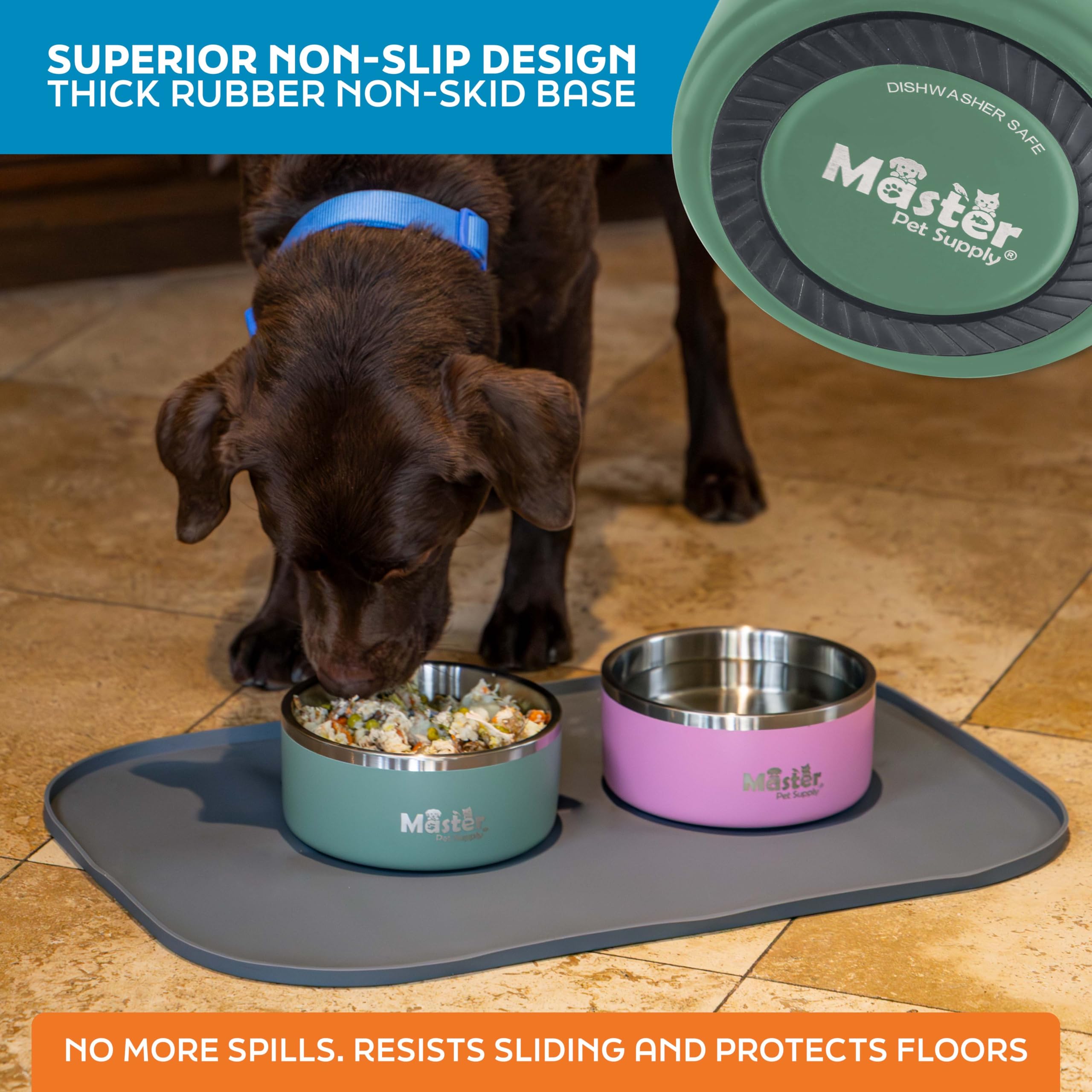 Master Pet Supply rust-resistant stainless steel durable for daily use.
