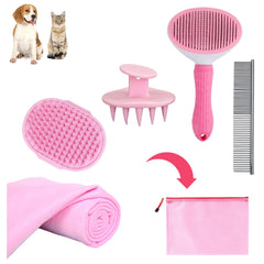 Master Queen dog bath brush kit packaging shows five-piece set for easy home grooming.