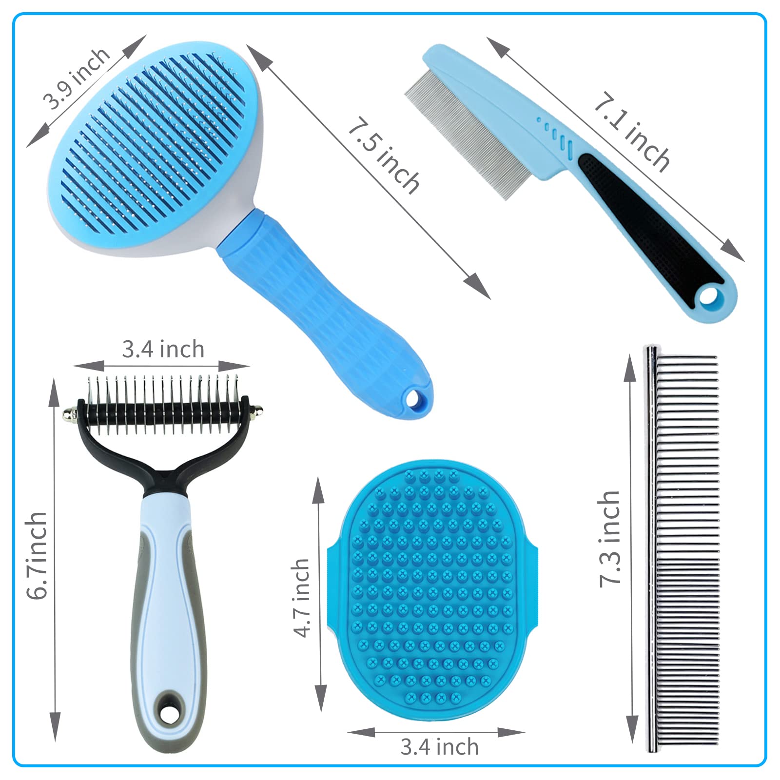 MASTER QUEEN five-piece dog brush kit blue packaging ready for routines