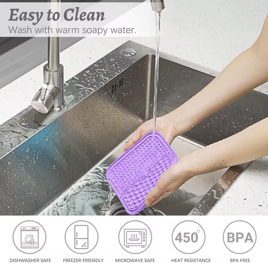 MateeyLife bath-time enrichment lick mat keeps pets occupied during grooming and bathing
