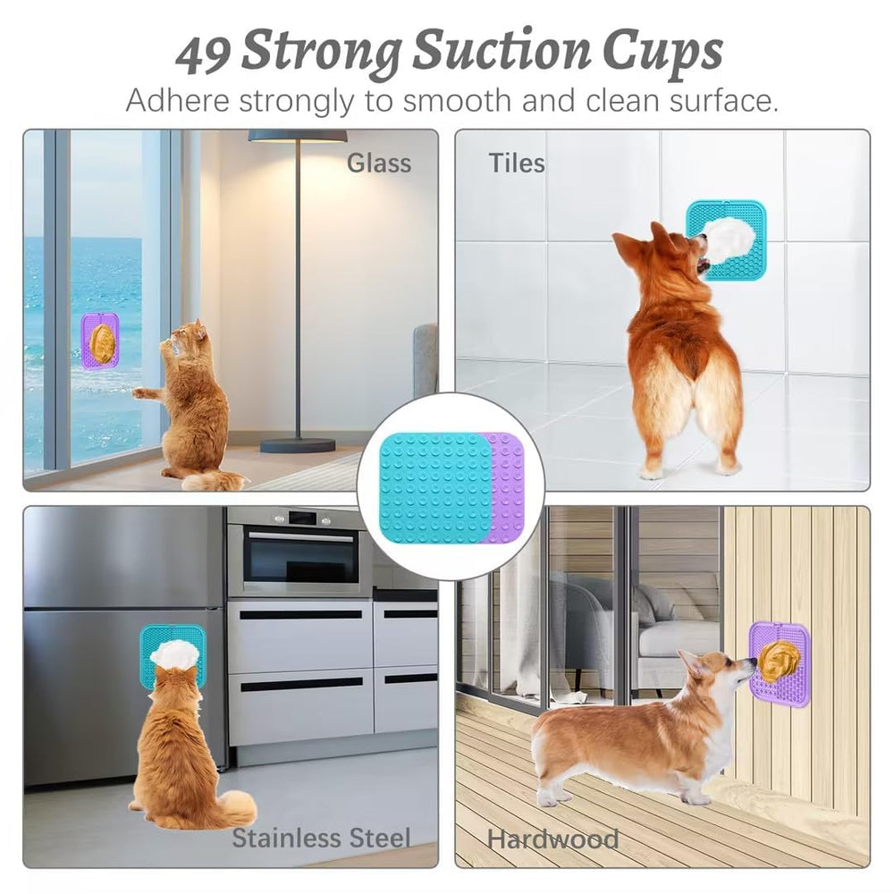 MateeyLife lick mats are dishwasher-safe and freezer-friendly for easy cleaning and cold treats.