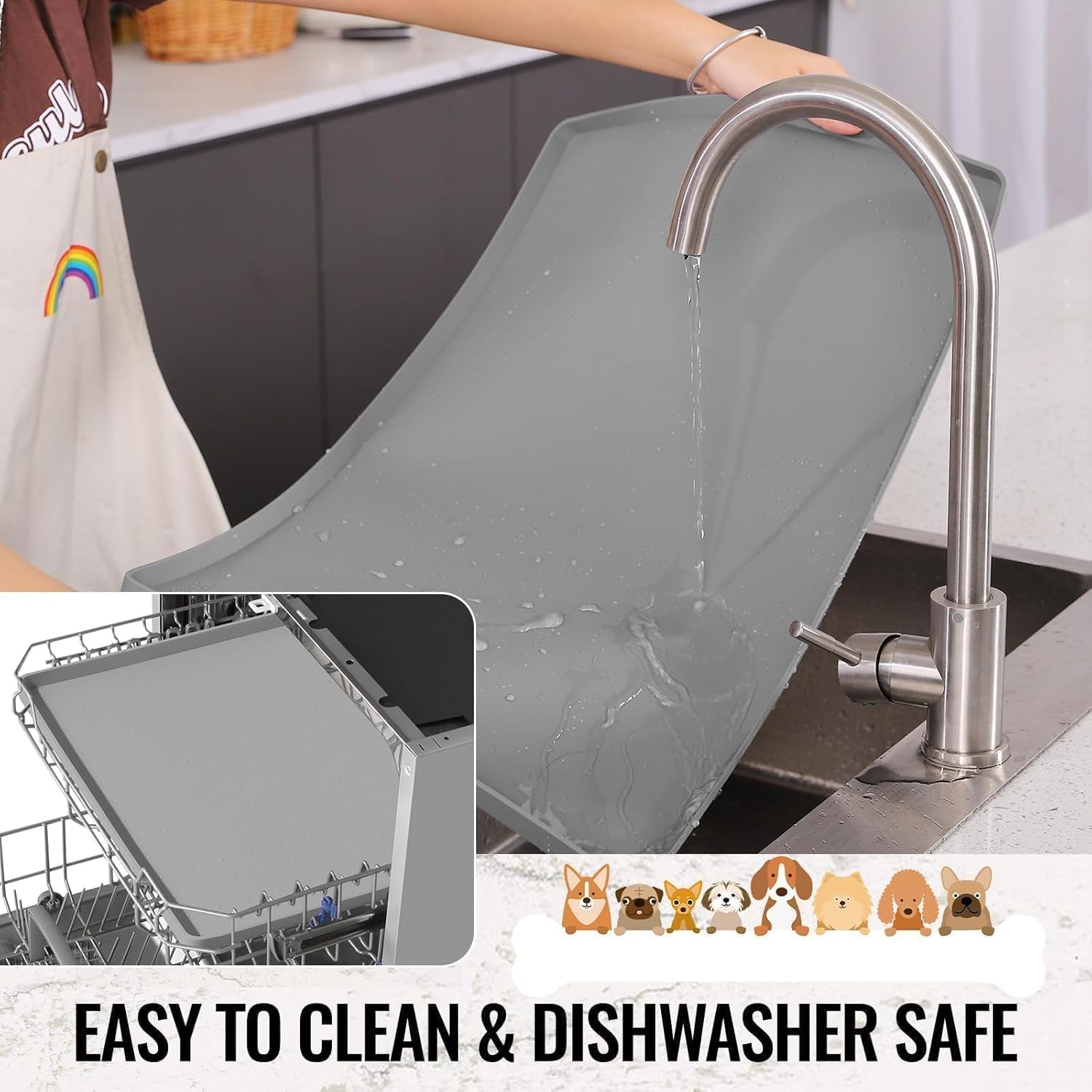 MateeyLife silicone mat is dishwasher-safe and quick to wipe clean