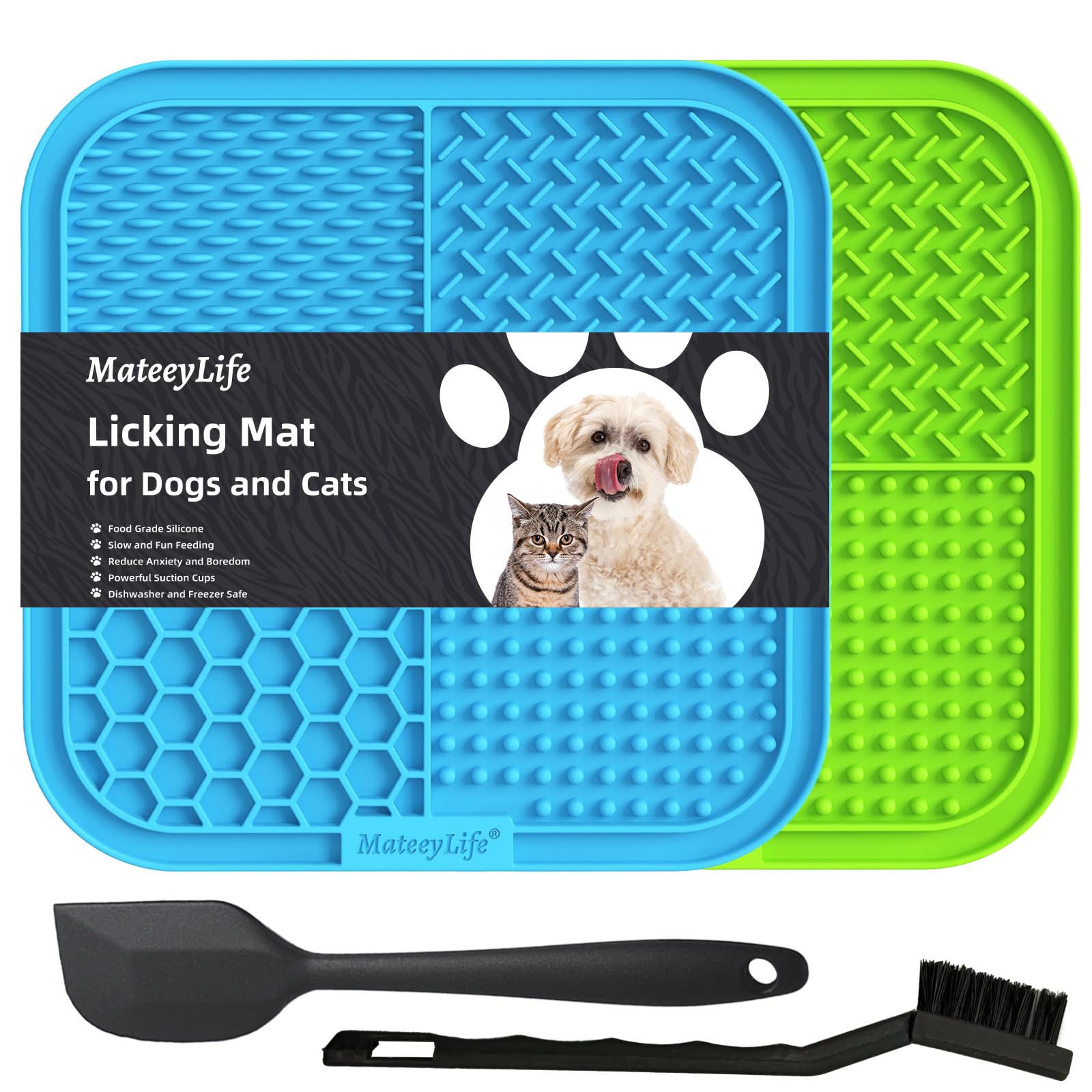 MateeyLife large lick mat for dogs and cats with secure suction for calm licking.