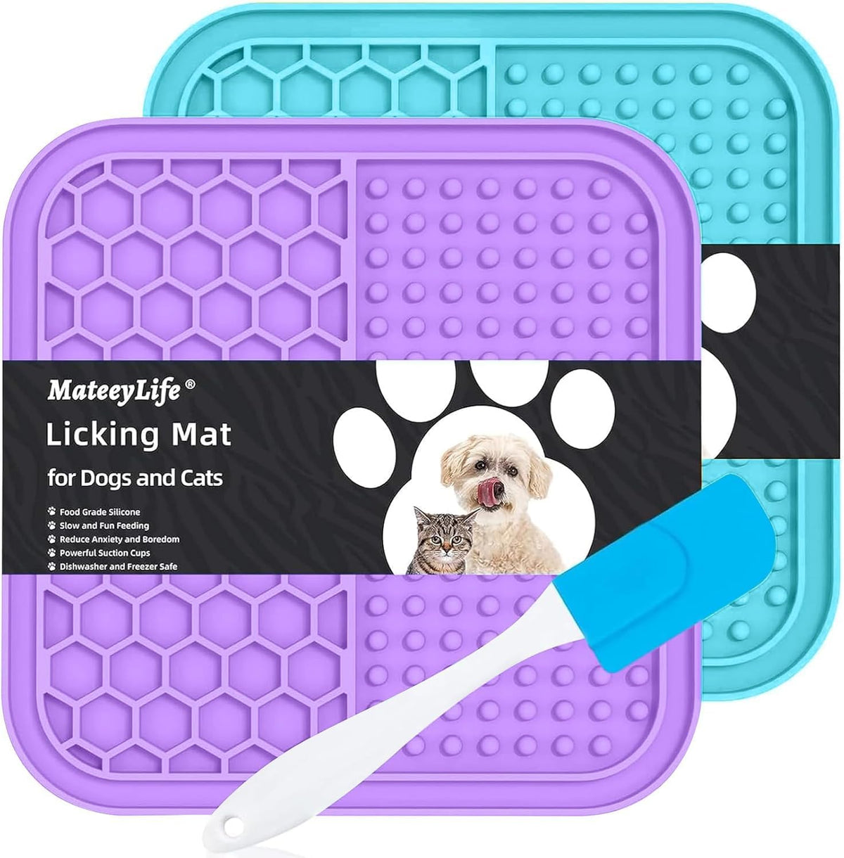 MateeyLife lick mat dogs suction cups securely grip tile for slow feeding and reduced gulping