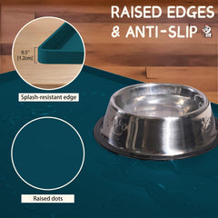 MateeyLife raised-edge pet mat contains spills and crumbs during feeding.